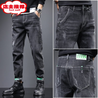 SHANCHAO香港潮牌牛仔裤男士韩版潮流宽松直筒弹力休闲百搭长裤