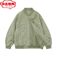SHANCHAONECOYEP 2023秋季美式复古刺绣带钻潮流飞行夹克男女宽松休闲外套