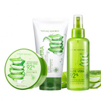 韩国自然共和国自然乐园芦荟胶+芦荟洗面奶+芦荟喷雾护肤品套装