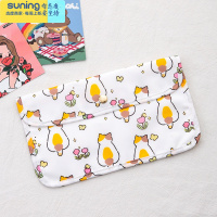 希杰狮王收纳袋便携学生口的罩暂存夹儿童随身携带收纳包卡通收藏盒子 白底猫咪收纳架