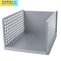 希杰狮王可叠加衣柜收纳筐客厅厨房浴室收纳篮塑料儿童玩具衣物收纳置物筐 大号灰色 一个收纳架