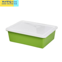希杰狮王塑料带盖盒子长方形省空间收容储存儿童玩具物品床底有盖简约婴儿 绿色 大号收纳架