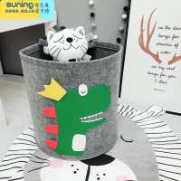 希杰狮王北欧收纳桶卡通儿童玩具筐毛毡可水洗脏衣篮宝宝玩具收纳箱杂物袋 恐龙王子(小) 加厚毛毡收纳架