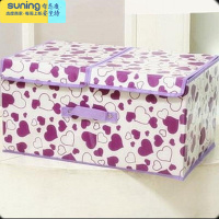 希杰狮王装宝宝内衣收纳盒放内裤头袜子整理箱子婴儿童储藏盒子布艺袋家用 紫色桃心[双盖大号]收纳架