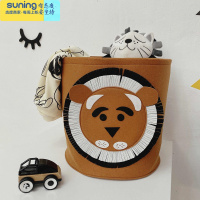 希杰狮王北欧收纳桶卡通儿童玩具筐毛毡可水洗脏衣篮宝宝玩具收纳箱杂物袋 BIG狮子(小) 加厚毛毡收纳架