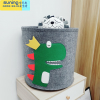 希杰狮王北欧收纳桶卡通儿童玩具筐毛毡可水洗脏衣篮宝宝玩具收纳箱杂物袋 恐龙王子(大) 加厚毛毡收纳架