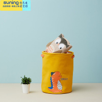 希杰狮王儿童玩具收纳箱布艺衣服整理筐折叠脏衣篮防水杂物桶收纳器家用 [升级加厚束口]黄色恐龙 大号35cm*45c收纳架