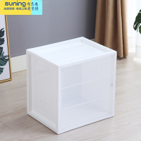 希杰狮王加厚塑料单层自由组合储物柜透明收纳柜整理收纳箱儿童简易书柜子 白色(透明盖)不带轮 1个收纳架