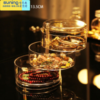 希杰狮王儿童发饰头绳收纳旋转透明盒子耳钉耳饰发夹发卡皮筋梳妆整理家用 3层首饰收纳盒收纳架