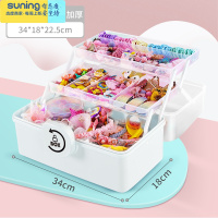 希杰狮王儿童发饰收纳盒发夹大容量橡皮筋头绳饰品收拾可爱发卡首饰梳妆盒 三层白色特大号(即送贴纸*6)收纳架