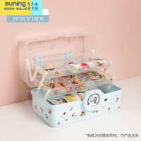 希杰狮王儿童发饰收纳盒女孩发夹头绳橡皮筋头饰发卡圈梳妆公主饰品置物架 推荐?大号折叠三层蓝色收纳架