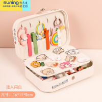 希杰狮王发饰收纳盒儿童宝宝头绳发箍发夹橡皮筋收纳器少女大容量整理盒 [白色方形首饰盒QF2181](无贴纸/收纳皮收纳架