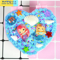 希杰狮王儿童DIY奶油胶材料 女孩卡通收纳盒亲子手工制作粘贴玩具 SSH-美人鱼(首饰盒 新款收纳架