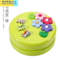 希杰狮王乳牙盒女孩纪念儿童换牙收纳盒宝宝胎发保存收藏男孩装牙齿的盒子 可可西里DIY版-绿色[送胎毛瓶+镊子+棉花收纳架