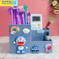 希杰狮王创意时尚可爱笔筒卡通儿童学生文具收纳盒网红ins大容量办公桌面 蓝招手叮当收纳架