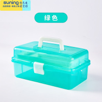 希杰狮王多功能美术国画手提工具箱小学生儿童用品收纳盒美甲师塑料画画工具箱画箱 工具箱-透明大号三层工具箱(绿色) 收纳架