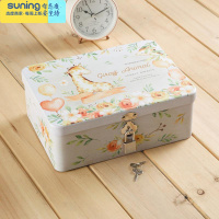 希杰狮王密码盒秘密儿童宝石玩具宝箱盒盒子百宝盒早教密码锁收纳盒钥匙 桔色 小鹿(中号)收纳架