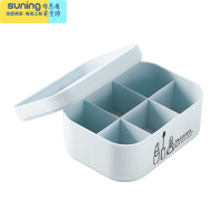 希杰狮王桌面收纳盒简约多格儿童首饰盒皮筋发卡饰品文具发夹少女心整理盒 小号蓝色6格-M69收纳架