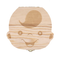 希杰狮王儿童男女宝宝乳牙盒牙齿收藏储存保存盒胎毛收纳盒实木换牙纪念盒 中文男宝宝收纳架