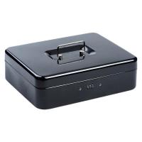 希杰狮王手提迷你保险箱密码存钱罐儿童零钱箱家用收纳盒不锈钢带锁钱箱 小号密码款黑色收纳架