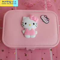 希杰狮王卡通儿童公主便携式珠宝绒布首饰盒饰品耳环耳钉项链收纳盒少女心 站姿KT收纳架