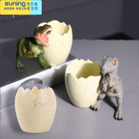 希杰狮王儿童创意笔筒男孩收纳盒卡通个性时尚多功能桌面收纳摆件笔桶 恐龙笔筒三件套收纳架