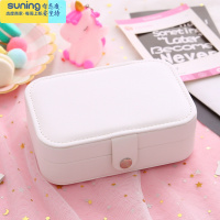 希杰狮王卡通儿童公主便携式珠宝绒布首饰盒饰品耳环耳钉项链收纳盒少女心 白色收纳架