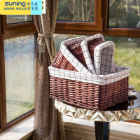 希杰狮王柳编藤编收纳箱收纳筐杂物篮藤筐杂物整理箱衣服玩具储物筐! 红棕大方格(45*36*22) 尺寸:长宽高(c收纳架