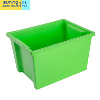 希杰狮王早教中心塑料储物筐无盖透明框叠加收纳箱玩具收纳盒幼儿园教具篮 绿色21# 教具篮收纳架