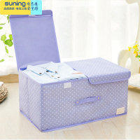 希杰狮王牛津布双盖大号衣物收纳箱有盖可折叠内衣裤收纳盒玩具衣服整理箱 紫色波点 小号36*25*16cm收纳架