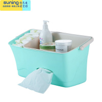 希杰狮王婴儿床收纳篮挂袋尿布片袋床边尿不湿收纳盒洗澡玩具置物篮可悬挂 蓝色婴儿床收纳盒收纳架