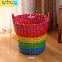 希杰狮王。塑料框筐洗衣篮的衣娄蓝子玩具箱脏衣服收纳筐装衣娄 家用 卧室 大号粉蓝彩虹色收纳架