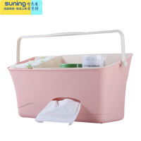 希杰狮王婴儿床收纳篮挂袋尿布片袋床边尿不湿收纳盒洗澡玩具置物篮可悬挂 粉色婴儿床收纳盒收纳架