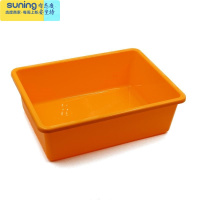 希杰狮王叠加塑料储物筐家庭无盖透明玩具多色收纳盒收纳箱幼儿园教具篮 橘黄色 小号收纳架