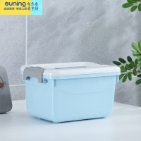 希杰狮王家用带盖提手塑料收纳箱衣服玩具整理箱零食储物盒宿舍学生简易箱 蓝色 很值套装 收纳箱-6L收纳架