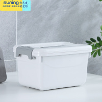 希杰狮王家用带盖提手塑料收纳箱衣服玩具整理箱零食储物盒宿舍学生简易箱 浅灰色 很值套装 收纳箱-6L收纳架