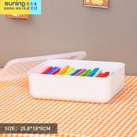希杰狮王书籍收纳箱书桌整理器文具儿童绘本牛津树手账笔分格防尘收纳盒 [推荐收纳中性笔,橡皮等小物件]小号-带盖扁形收纳架
