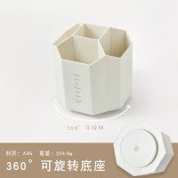 希杰狮王三年二班创意个性旋转笔筒时尚可爱办公桌面收纳盒简约学生笔桶女 米白色可旋转款--时代良品联名