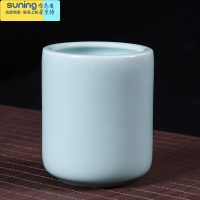 希杰狮王龙泉青瓷创意时尚文具毛笔圆珠笔铅笔多功能复古办公圆形陶瓷笔筒 小号弟窑粉青笔筒