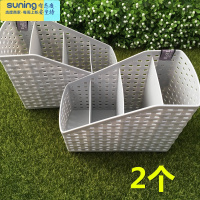 希杰狮王四格文具收纳盒笔筒创意简约桌面摆件办公整理盒多功能格子笔插座 白色 白色---2