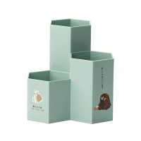 希杰狮王2个装 六角笔筒 创意时尚可爱 文具学生桌面北欧个性简约收纳ins盒女多功能化妆刷笔桶大容量韩国笔架办公室 浅蓝