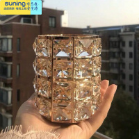 希杰狮王化妆刷收纳筒欧式ins网红桌面梳妆台美妆刷子眉笔收纳盒水晶笔桶 金色圆形水晶 刷桶笔筒