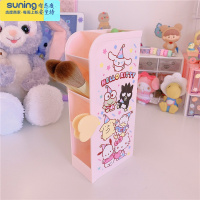 希杰狮王日系可爱大耳狗梦幻多色学生桌面笔筒文具整理少女收纳化妆刷笔盒 粉-派对大家族多格笔筒