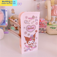 希杰狮王日系可爱大耳狗梦幻多色学生桌面笔筒文具整理少女收纳化妆刷笔盒 粉-库洛米多格笔筒