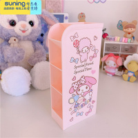 希杰狮王日系可爱大耳狗梦幻多色学生桌面笔筒文具整理少女收纳化妆刷笔盒 粉-蝴蝶结多格笔筒