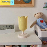 希杰狮王**ins少女心花瓣郁金香化妆刷桶桌面收纳装饰小摆件 花瓣笔筒(黄色)