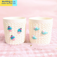 希杰狮王创意时尚可爱笔筒少女心小清新办公文具桌面多功能收纳桶男女学生 白色冰淇淋+白色小蓝鱼