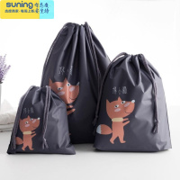 希杰狮王日式幼儿园换洗衣物脏衣服收纳袋透明防水宝宝儿童分类整理包便携 塑料防水抽绳狐狸三件套_G收纳架