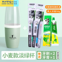 希杰狮王儿童漱口杯旅游便携式牙刷套装牙缸洗漱杯家用牙刷收纳盒简约创意 北欧绿(送牙膏,两支牙刷-颜色随机)收纳架