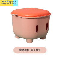 希杰狮王小凳子塑料凳子储物凳板凳家用创意可爱儿童凳可坐玩具收纳箱 收纳凳粉色+橙盖收纳架
